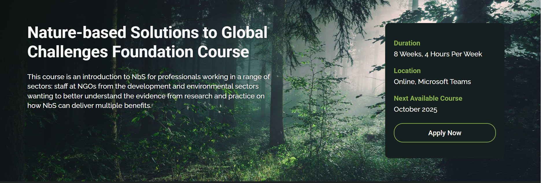 Nature-based Solutions to Global Challenges | Online Course
